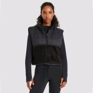 JoyLab Women's High Pile and Quilted Vest Black